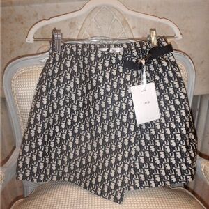 Blue and Ecru Technical Taffeta Jacquard skort with Dior oblique motif NWT sz 36